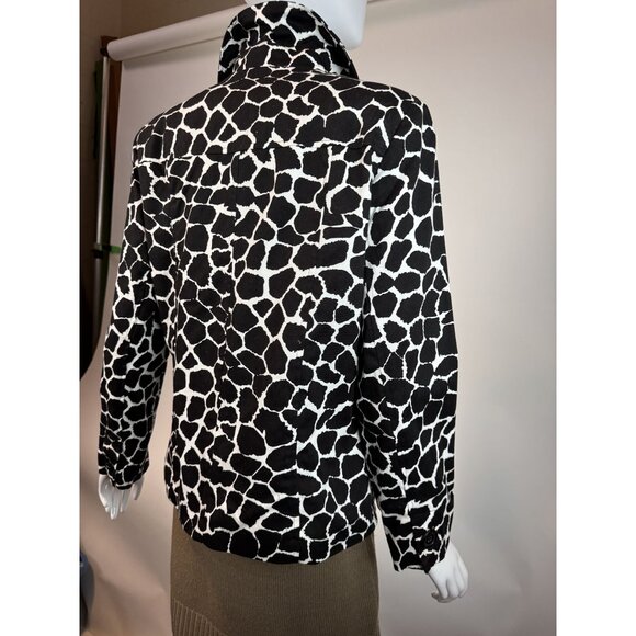 Vintage 90s Elementz Black & White Giraffe Print Double-Breasted Jacket Medium - Picture 14 of 16